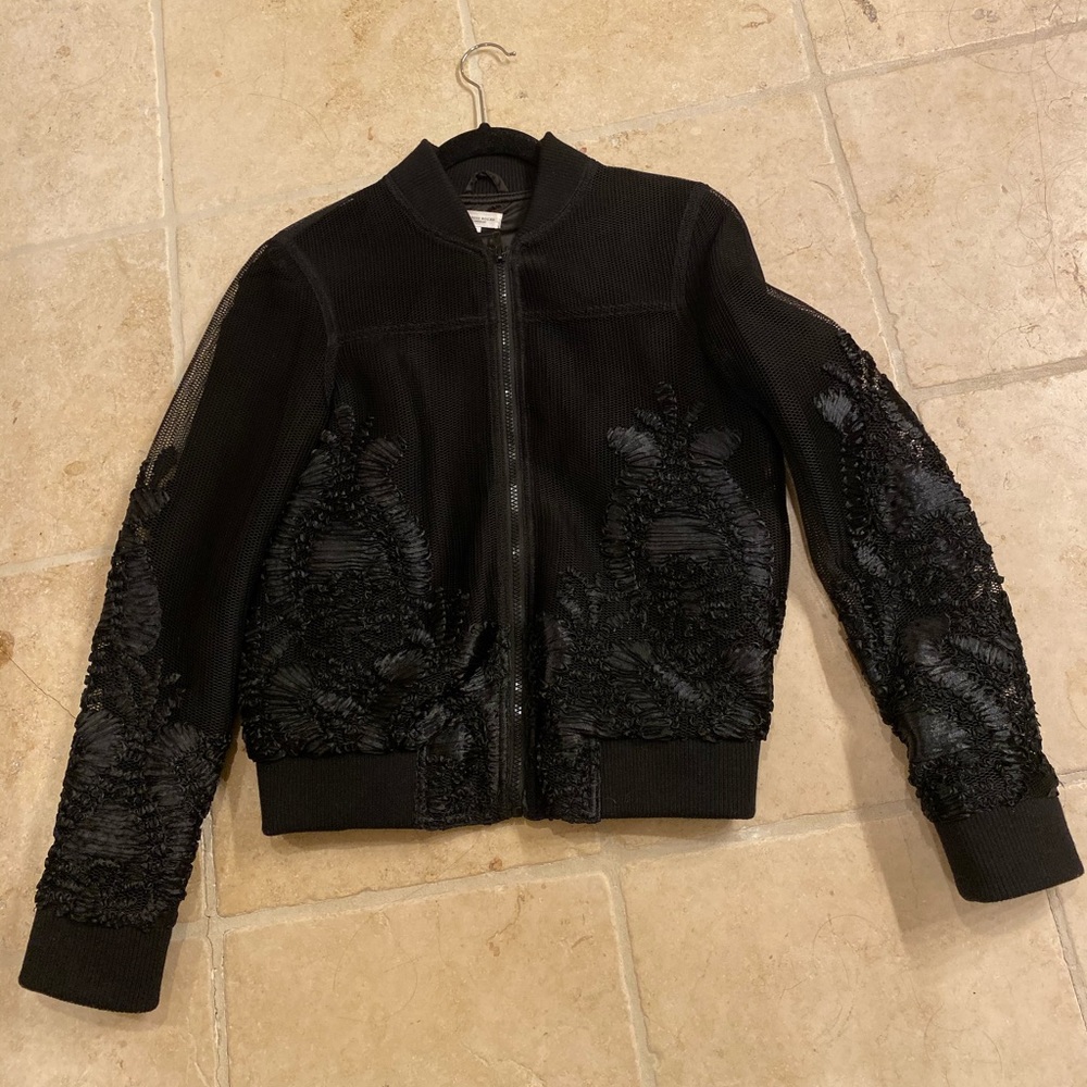 Mesh Embroidered Bomber Jacket - Picture 2 of 8